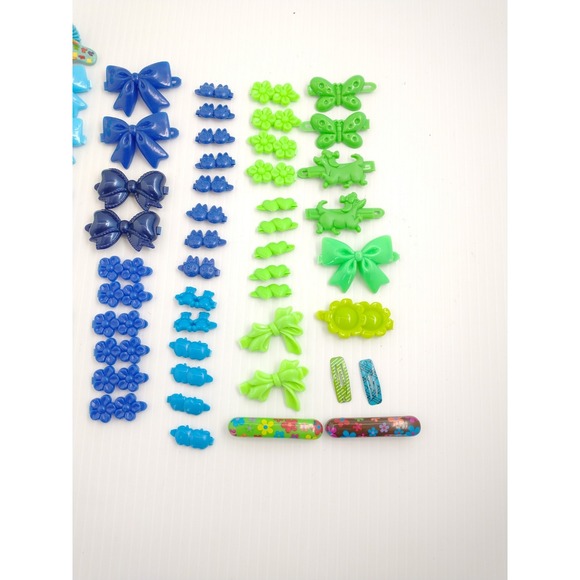 Vintage SnapTight Blue Green Barrette Lot Hair Clips 80s 90s Goody - Picture 5 of 5